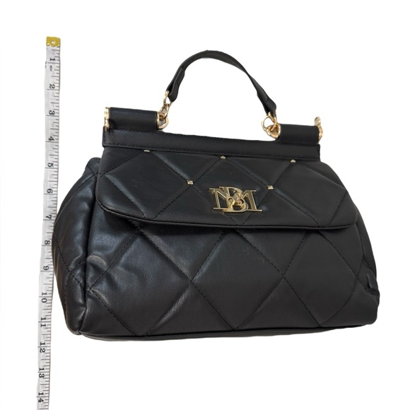 Badgley Mischka Big Diamond Quilting With Studs Bag Black Gold‎ - Picture 13 of 14